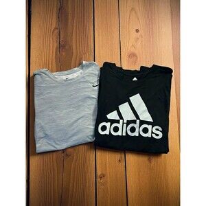 Lot Of 2 XXL adidas Mens Black Logo Tee Golf T-Shirt & Nike Dri Fit Grey T-Shirt